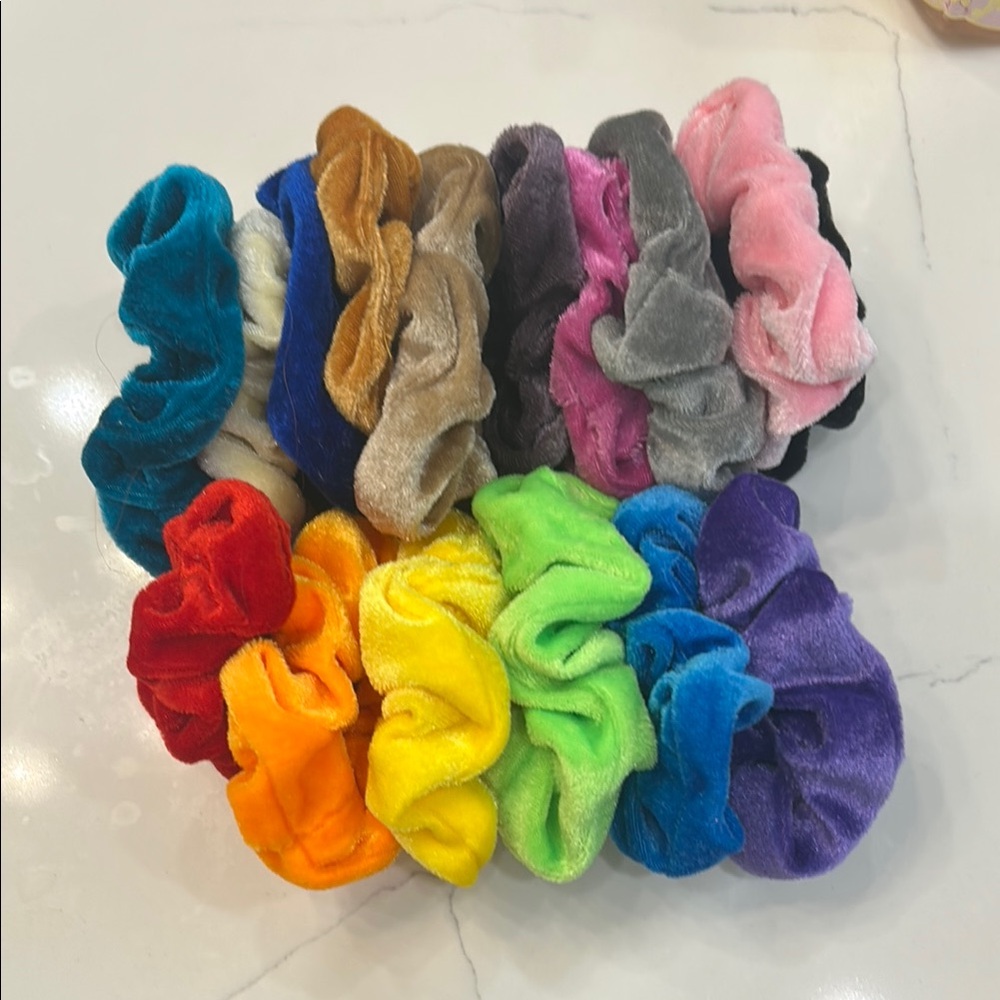Velvet Hair Scrunchies Set - Multicolor (16)
